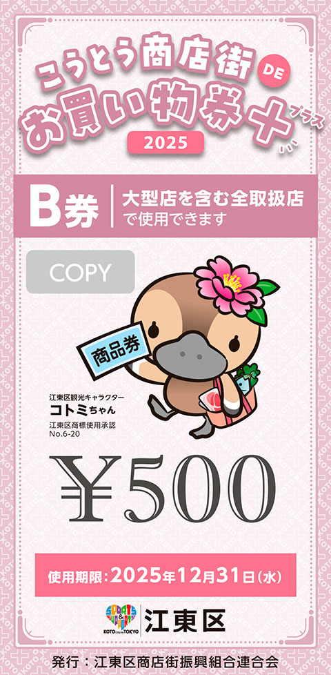 Ｂ券（一部大型店を含む全取扱店で使用可）